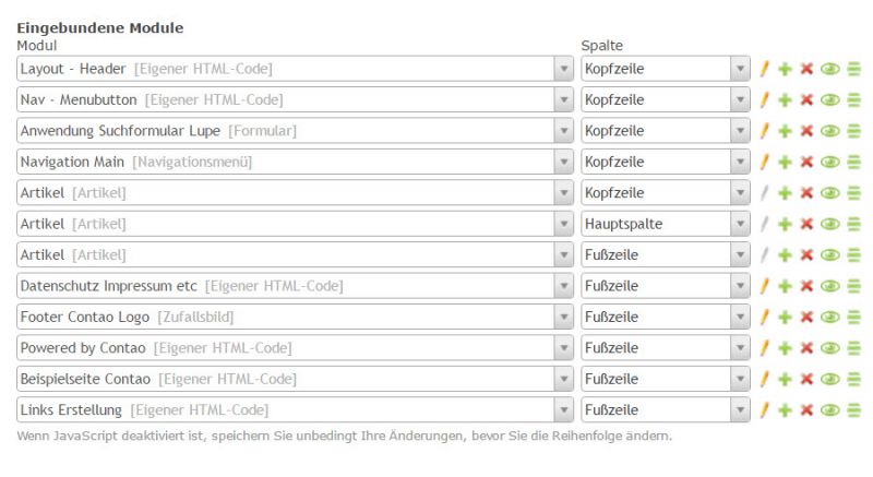 Module im Seitenlayout Module im Seitenlayout